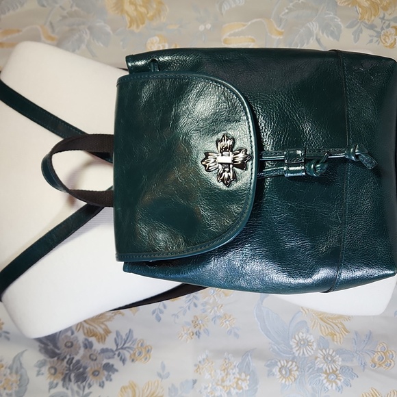 Patricia Nash Seluci Blue Coral Green Leather Backpack Nwt - Picture 2 of 11